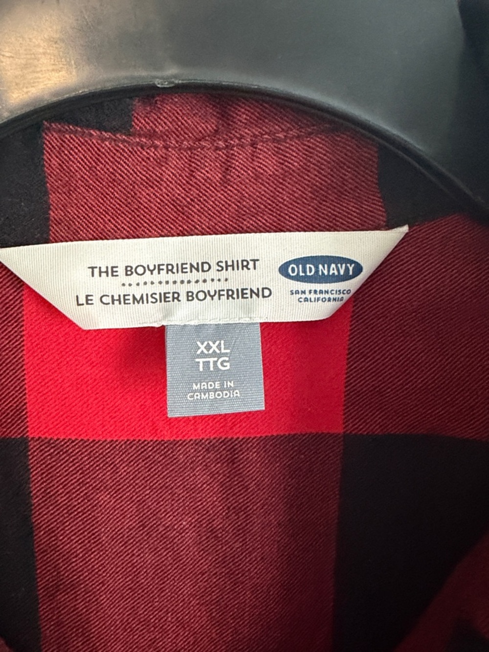 Old Navy Red and Black Buffalo Plaid Boyfriend Shirt XXL - Picture 2 of 4